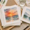 Guirlandes de Noël 17 Dessin de paysages à l'aquarelle